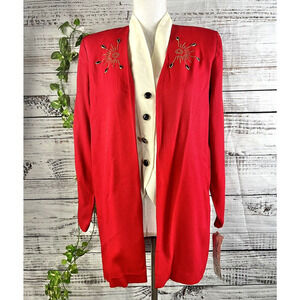 Vintage 90's Y2K Michael B Ltd. Vest Jacket 1pc size 10 Petite Red Gold Jewels